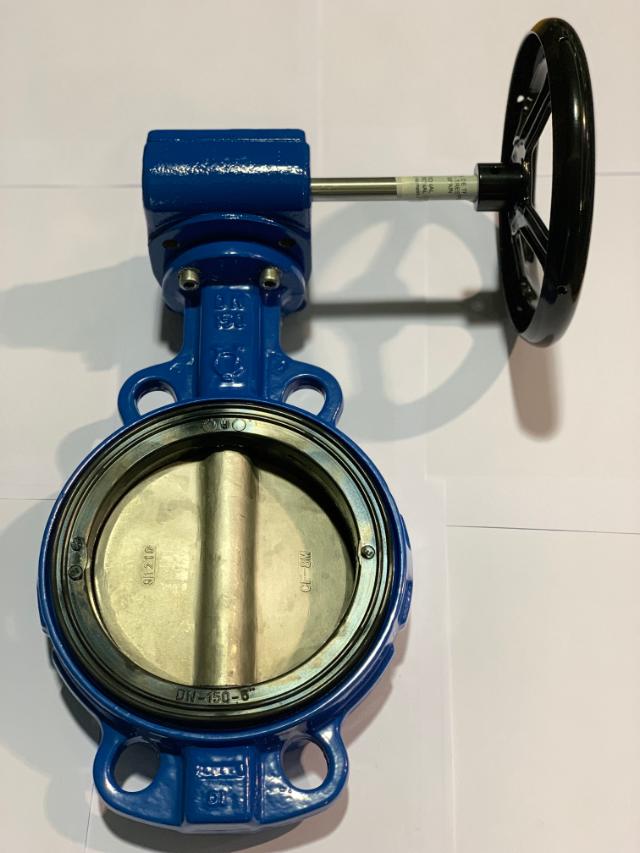 Válvula de Mariposa Wafer, marca VAMEIN, Serie 117, Cuerpo Fundición Nodular, Mariposa Fundición Nodular. Asiento EPDM, PN16. Actuada por volante reductor